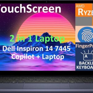 Dell Inspiron 14 7445 2 in 1 Laptop AMD Ryzen 5-8640HS, 8GB DDR5, 512GB SSD, AMD Radeon Graphics, 14" FHD+ IPS Touch Screen, Windows 11 Home, Midnight Blue