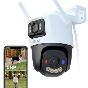 Imou 5MP+5MP Dual Lens CCTV Camera Home Outdoor, Pan-Tilt Wi-Fi Camera, AI Human and Vehicle Detection, Smart Color Night Vision, Red-Blue Warning Light, Two Way Talk, Privacy Mode, Weatherproof