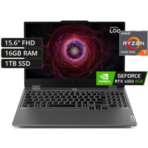 Lenovo LOQ 15AHP9 AI-Powered Gaming Laptop AMD Ryzen 7-8845HS, 16GB DDR5, 1TB SSD, NVIDIA RTX 4060 8GB Graphics, 15.6" FHD IPS 144Hz, Windows 11 Home, Luna Grey