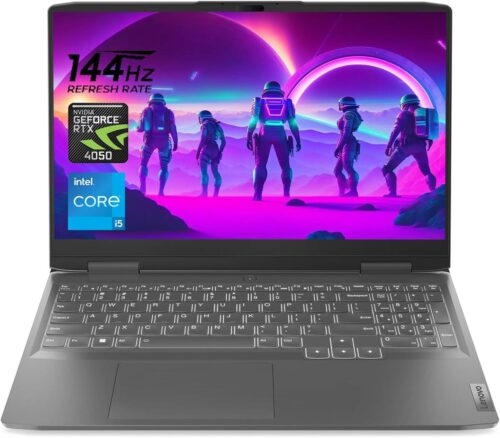 Lenovo LOQ 15IAX9 Gaming Laptop 12th Gen Intel Core i5-12450HX, 24GB DDR5, 512GB SSD, NVIDIA RTX 4050 6GB Graphics, 15.6″ FHD IPS 144Hz, DOS, Luna Grey